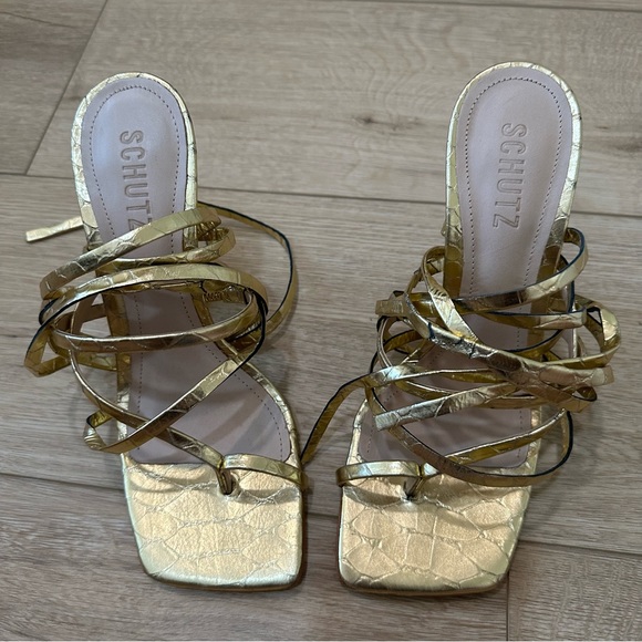 NWT Schutz Metallic Leather Sandal - Picture 8 of 11